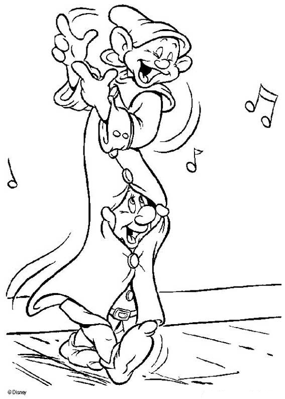 coloriage les nains dansent